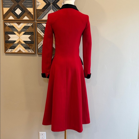 Vintage Ralph Lauren Rugby Long Red Wool Flared Coat size 0 - Picture 7 of 15